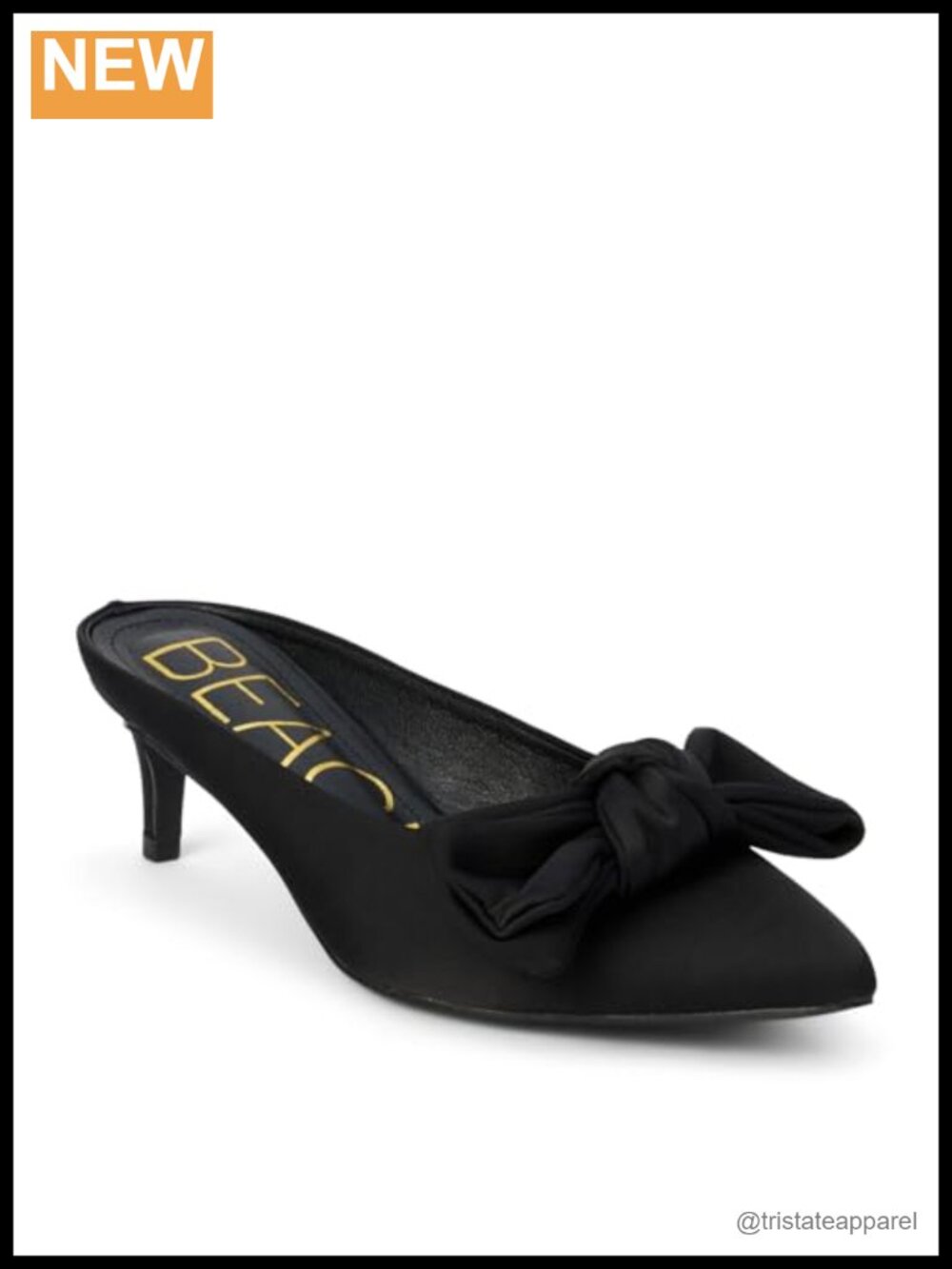 Satin Oversized Bow Pointed Toe Kitten Heel Mules Slip On Dress Shoes